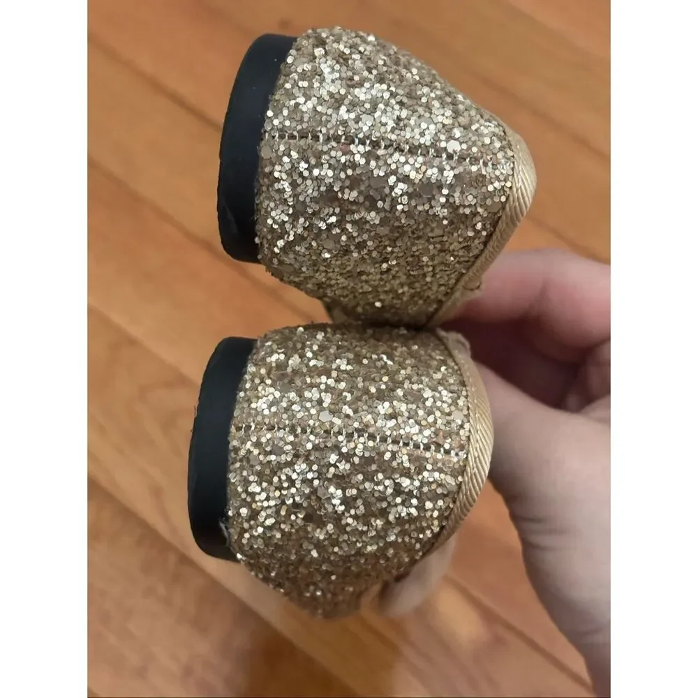Harper Canyon Girls Gold Glitter Flats with Bow Girls Size 12